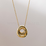 Brass Chunky Initial Pendant Necklaces, with Stainless Steel Lobster Claw Clasps, Real 14K Gold Plated, Letter O, 17.72~18.90 inch(45~48cm)(WG97A63-15)