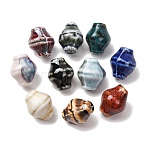 Vintage Handmade Porcelain Beads, Bicone, Mixed Color, 22x18mm, Hole: 3.5mm(PORC-F013-04)