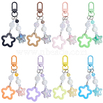 8Pcs 8 Colors Zinc Alloy & Resin Star Pendant Decorations, with Swivel Clasps, Mixed Color, 95mm, 1pc/color (HJEW-BBC0001-26)