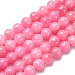 Natural Mashan Jade Round Beads Strands, Dyed, Magenta, 8mm, Hole: 1mm, about 48pcs/strand, 15 inch(G-D263-8mm-XS30)