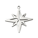 201 Stainless Steel Pendants, Star Charms, Cut-Out, Stainless Steel Color, 26x25x1mm, Hole: 1.5mm(SA-CBA0460-08P)