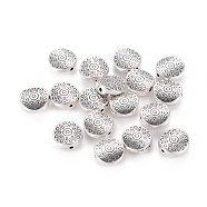 Tibetan Style Alloy Beads, Lead Free and Cadmium Free, Flat Round with Star, Antique Silver, about 10mm in diameter, 4mm thick, hole: 1.5mm(X-LF10793Y)