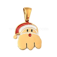 Christmas Theme 304 Stainless Steel Pendants, with Enamel, Golden, Santa Claus Letter Charm, Letter E, 16x14x1.5mm, Hole: 6x3mm(STAS-R007-01E-G)