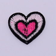 Computerized Embroidery Cloth Iron on/Sew on Patches, Costume Accessories, Appliques, Heart, Pink, 16x18x1.5mm(DIY-TAC0008-22)