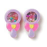 Opaque Resin Cabochons, with Seed Beads, Lollipop with Bowknot, Lavender, 27x15x7.5mm(RESI-Z001-04)