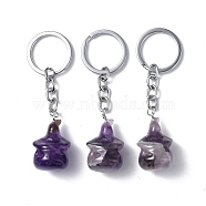 Natural Amethyst Keychains, with Iron Keychain Clasps, Ghost, 8cm(KEYC-P011-04P-05)