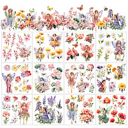 12 Sheets 12 Style PVC Stickers, Heat Transfer Film, for Window Decoration, Flower, 140x140mm, 1 sheet/style(DIY-WH0570-005)