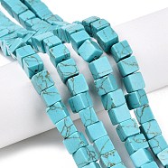 Dyed Synthetic Turquoise Beads Strands, Cube, 8~8.5x8~8.5x8~8.5mm, Hole: 1.2mm, about 47~49pcs/strand, 15.35~15.79''(39~40.1cm)(G-T139-8x8-43A)