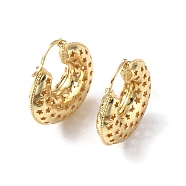 Brass Croissant with Star Thick Hoop Earrings for Women, Real 18K Gold Plated, 26x25x8mm, Pin: 0.8mm(EJEW-P214-12G)
