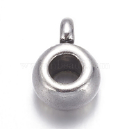 Tibetan Silver Drum Pendant Hanger, Bail Beads, Lead Free & Cadmium Free, Antique Silver, about 5.8mm wide, 4.5mm in diameter, Hole: 3mm(X-AB017H)