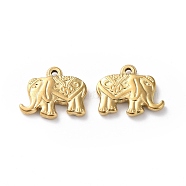 Ion Plating(IP) 304 Stainless Steel Pendants, Elephant Charm, Golden, 15.5x18.5x3mm, Hole: 1.3mm(STAS-P324-20G)