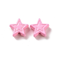 Spray Painted Alloy Beads, Star, Pink, 7x7.5x3.2mm, Hole: 1.2mm(PALLOY-K001-02B)