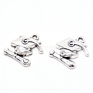 Alloy Pendants, DIY Accessories for Jewelry Making, Doctorial Hat, Antique Silver, 17x15x3mm, Hole: 1.5mm(PALLOY-WH0081-62)