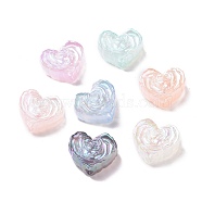 UV Plating Rainbow Iridescent Acrylic Beads, Heart, Mixed Color, 23x20.5x10mm, Hole: 3mm(OACR-P016-04)