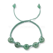 Natural Green Aventurine Rondelle Braided Bead Bracelets, Adjustable Nylon Thread Bracelets for Men Women, Inner Diameter: 2-1/2~4 inch(6.2~10.1cm)(BJEW-TA00492-04)