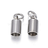 201 Stainless Steel Cord Ends, End Caps, Column, Stainless Steel Color, 10x5mm, Hole: 3.5mm, Inner Diameter: 4.2mm(X-STAS-E120-01-4.2mm)