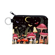 Polyester Zip Pouches, Change Purse, Rectangle with Mushroom Pattern, Red, 9.3x11.3cm(MUSH-PW0001-135)