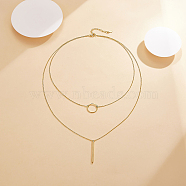 S925 Silver Geometric Double Layer Necklace, Elegant and Stylish Circle Design(YM0946-1)