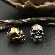 Brass Beads, Skull, Raw(Unplated), 12x12x15mm(KK-WH0045-36)