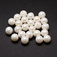 Shell Pearl Beads, Round, Grade A, Half Drilled Beads, White, 8mm, Half Hole: 1mm(X-BSHE-L031-01-8mm)
