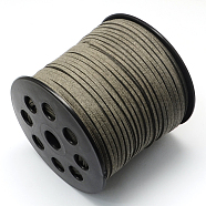 Eco-Friendly Faux Suede Cord, Faux Suede Lace, Gray, 3.0x1.4mm, about 98.42 yards(90m)/roll(LW-R007-3.0mm-1130)