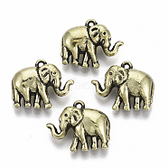 CCB Plastic Pendants, for DIY Jewelry Making, Elephant, Antique Golden, 20x24.5x9.5mm, Hole: 1.6mm, about 255pcs/500g(CCB-N003-40AG)