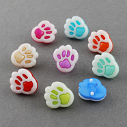 Acrylic Shank Buttons, 1-Hole, Dyed, Paw, Mixed Color, 19x17x8mm, Hole: 4x2mm(BUTT-Q022-B-M)