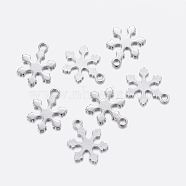 304 Stainless Steel Charms, Snowflake, Stainless Steel Color, 12x9x0.8mm, Hole: 1.2mm(STAS-F159-36P)