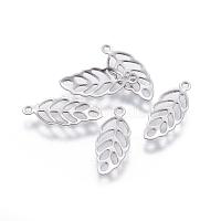 316 Stainless Steel Charms, Leaf, Stainless Steel Color, 13x5.5x0.3mm, Hole: 1mm