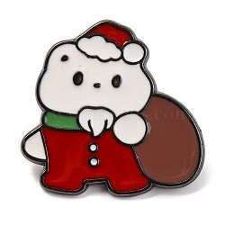 Christmas Cat Theme Zinc Alloy Enamel Pins, Cut Kitten Gunmetal Brooches, Santa Claus, 26.5x28mm(JEWB-Z028-02D)