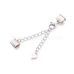 Anti-Tarnish 925 Sterling Silver Chain Extenders, Ribbon Crimp Ends & Lobster Clasp
, with Heart Tag, Platinum, 56mm, Heart: 0.3x5mm, Clip: 6x2.5x6mm, Lobster Clasp: 8x5x2.5mm(STER-N016-04P)