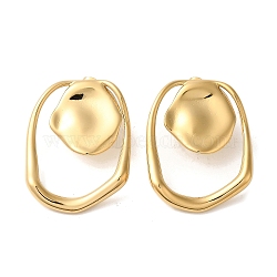 Titanium Steel Stud Earrings for Women, Nuggets, Real 18K Gold Plated, 37x28mm(EJEW-C110-02G)