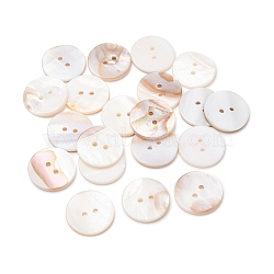 Natural Shell Buttons, 2-Hole Flat Round, Seashell Color, 20.5x3mm, Hole: 2mm(SH-CBACDEA-01)