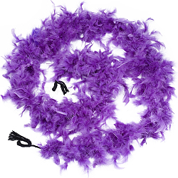 Turkey Feather Fluff Boa for Dancing, Wedding, Crafting Party Dress Up, Halloween Costume Decoration, Blue Violet, 180x5mm, about 2m/strand(DIY-WH0568-10D)