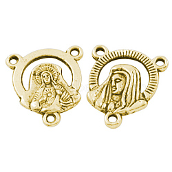 Tibetan Silver Virgin Links, Lead Free and Cadmium Free, Antique Golden, about 18mm long, 16mm wide, 2mm thick, hole: 2mm(X-GLF9883Y)