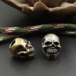 Brass Beads, Skull, Raw(Unplated), 12x12x15mm, Hole: 5mm(KK-WH0045-36)