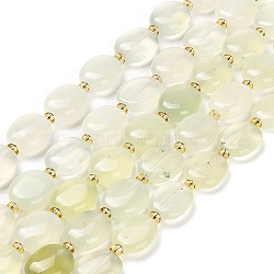 Natural New Jade Beads Strands, with Seed Beads, Oval, 13.5~14.5x10~10.5x4.5~5mm, Hole: 1mm, about 24pcs/strand, 15.24''(38.7cm)(G-H005-A07-02)