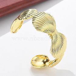 Brass Open Cuff Bangles for Women, Shell Shape, Rack Plating, Long-Lasting Plated, Lead Free & Cadmium Free, Real 18K Gold Plated, 1-3/8 inch(3.45cm), Inner Diameter: 2-1/4 inch(5.65cm)(BJEW-M091-02G)