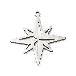 201 Stainless Steel Pendants, Star Charms, Cut-Out, Stainless Steel Color, 26x25x1mm, Hole: 1.5mm(SA-CBA0460-08P)