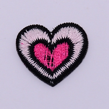 Computerized Embroidery Cloth Iron on/Sew on Patches, Costume Accessories, Appliques, Heart, Pink, 16x18x1.5mm