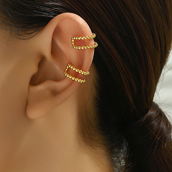 Hollow Concise Style Brass Cuff Earrings, Unisex Ear Jewelry, Golden