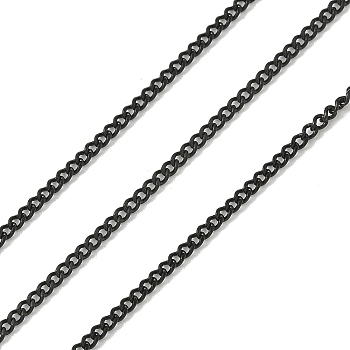 Ion Plating(IP) 304 Stainless Steel Cuban Link Chains, Chunky Chains, Curb Chains, with Spool, Faceted, Unwelded, Black, 2x1.5x0.4mm, about 32.8 Feet(10m)/roll
