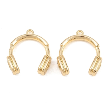 Alloy Pendants, Headphones Charms, Rack Plating, Cadmium Free & Lead Free, Golden, 25.5x23x7mm, Hole: 1.8mm