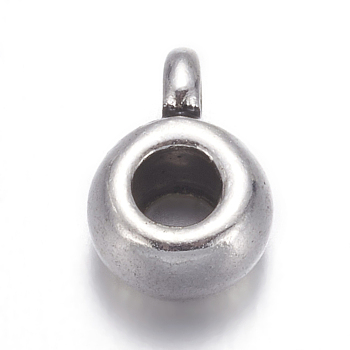 Tibetan Silver Drum Pendant Hanger, Bail Beads, Lead Free & Cadmium Free, Antique Silver, about 5.8mm wide, 4.5mm in diameter, Hole: 3mm