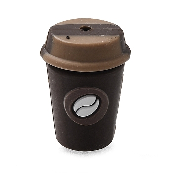 Silicone Focal Beads, DIY Necklaces Making, Coffee Cup, Coconut Brown, 24.5x17.5x17mm, Hole: 2mm