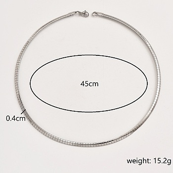 Stainless Steel Collar Necklace, Rigid Choker Necklaces, Stainless Steel Color, 17.72 inch(45cm)