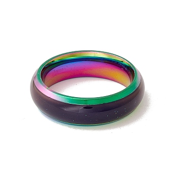Mood Ring, Epoxy Plain Band Finger Ring, Temperature Change Color Emotion Feeling Iron Ring for Women, Rainbow Color, US Size 6 1/2(16.9mm)