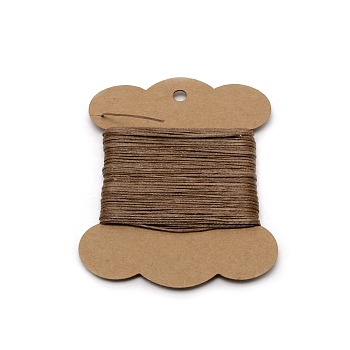 Wax Cord, with Craft Paper Cards, Flat, for Bracelet Making, Camel, 1mm, about 32.81 Yards(30m)/Card