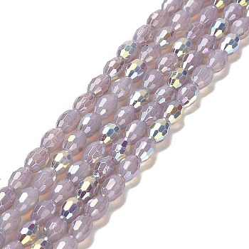 Baking Painted Glass Beads Strands, Imitation Opalite, Faceted, AB Color, Oval, Thistle, 4x6mm, Hole: 0.8mm, about 69pcs/strand, 16.54~16.73''(42~42.5cm)