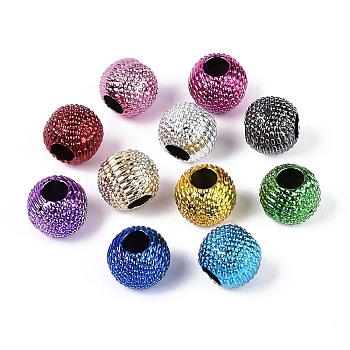 UV Plating Opaque Acrylic European Beads, Large Hole Beads, Iridescent, Rondelle, Mixed Color, 13.5x11.5mm, Hole: 5.8mm